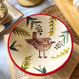 Hand-painted Ceramic Bird Serving Bowl